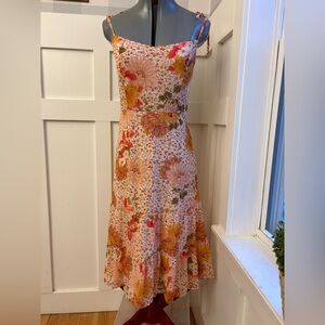 As U Wish Floral Midi Dress in Pink and Orange Size Large